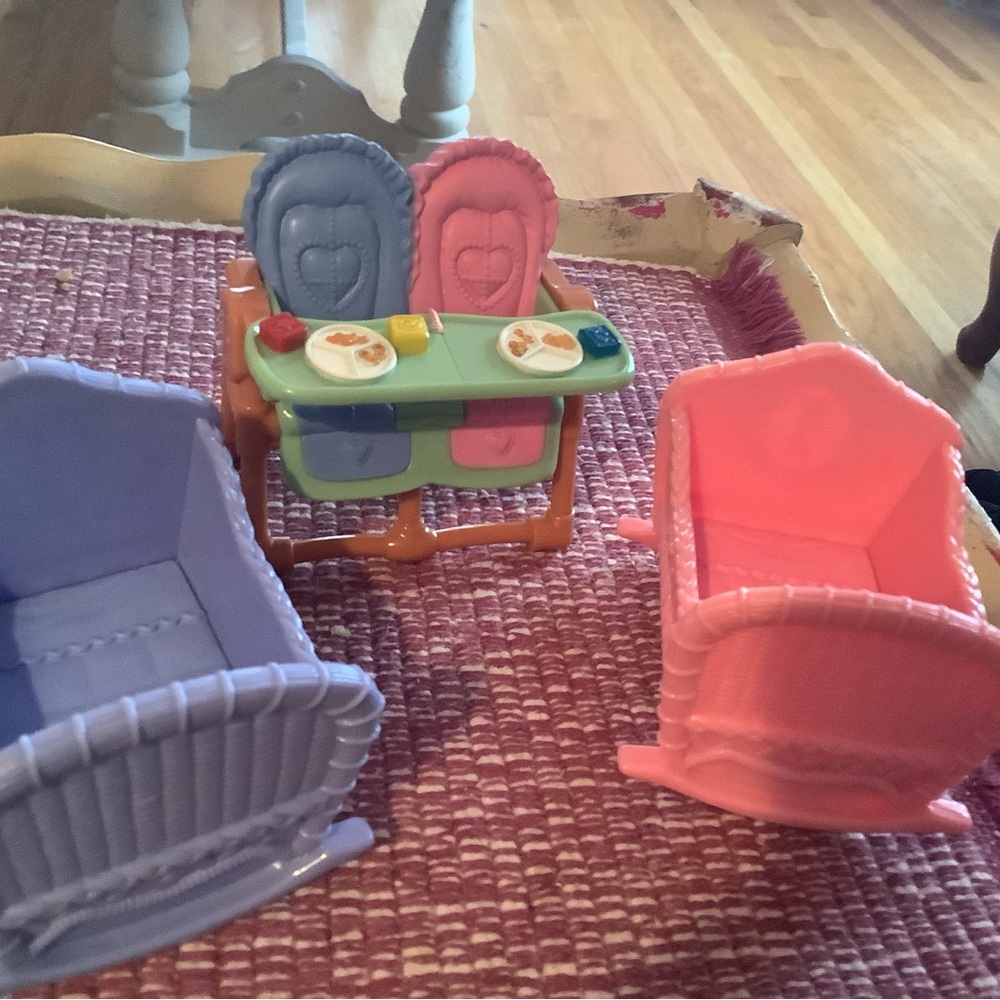 Kids Doll Highchair and Rocking Cradles Set - Pink, Lavender, Mint